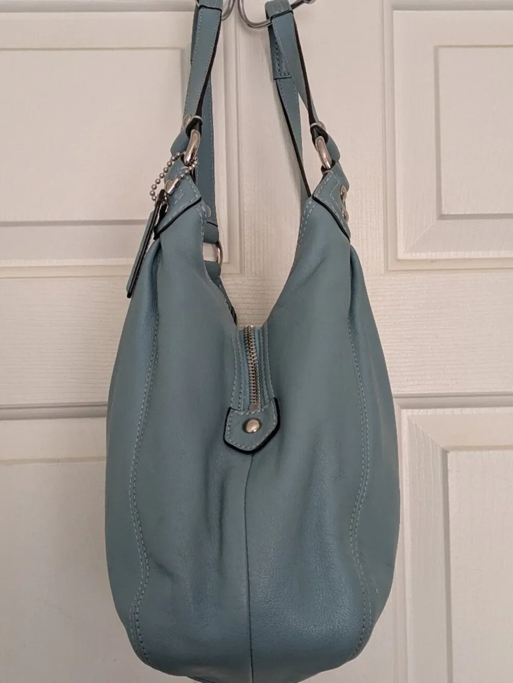 Coach Lexy Pebble Leather Shoulder Bag Large Silver Hardware . - Picture 7 of 14